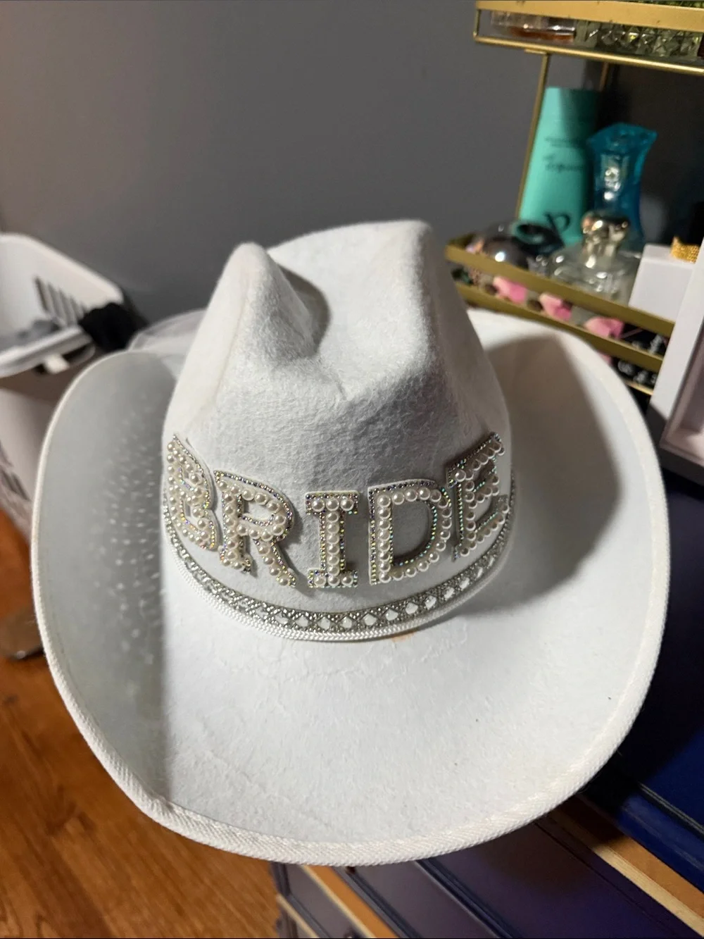 Bride Embellished White Cowboy Hat